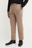 Puma pantaloni de trening din bumbac barbati, culoarea maro, neted, 629651