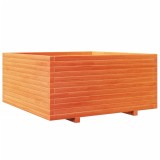 Cumpara ieftin Jardiniera gradina maro ceruit, 100x100x49,5 cm, lemn masiv pin