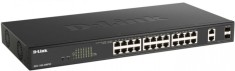 SWITCH D-LINK POE SMART, 24 porturi RJ-45 Gigabit + 2 Combo GE/SFP, POE max 370W, carcasa metalica, &amp;quot;DGS-1100-26MPV2&amp;quot; (timbru verde 2 lei) foto