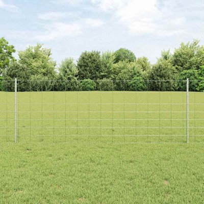 vidaXL &amp;Icirc;ngrădire cu st&amp;acirc;lpi Argintiu 0.8 x 25 m Oțel foto