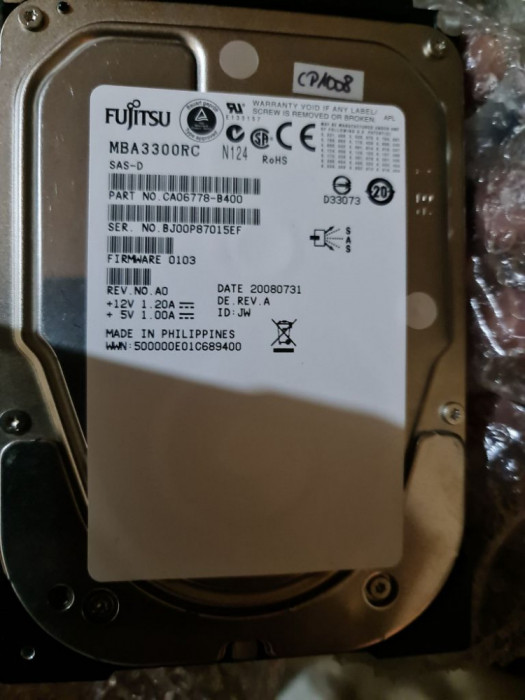 Hard Server SAS Fujitsu 300Gb 3.5&quot; 15K RPM MBA3300RC