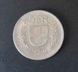 Elvetia 5 Francs 1968 moneda cupru nichel km # 40a