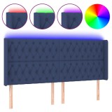 Cumpara ieftin Tablie de pat cu LED, albastru, 203x16x118/128 cm, textil