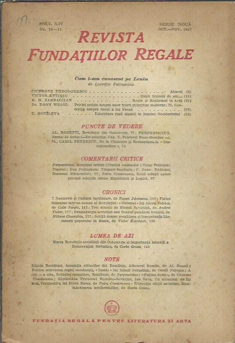 AS - REVISTA FUNDATIILOR REGALE, ANUL XIV, NR. 10-11, OCT.-NOV. 1947