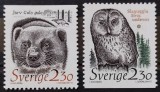 BC709, Suedia 1989, serie fauna, urs, bufnita