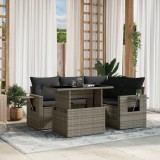 Gossi set canapea de gradina cu perne, 5 piese, gri, poliratan