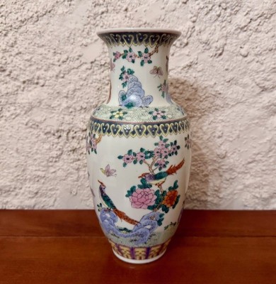 VAZA DIN PORTELAN CHINEZESC, PICTATA MANUAL H30cm foto