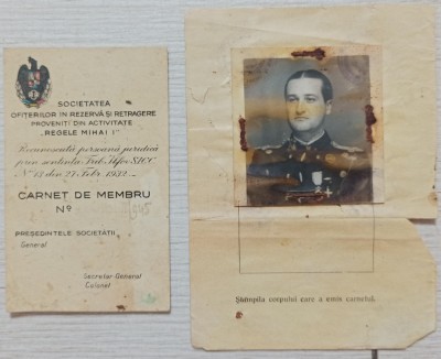 Carnet de membru Societatea Ofiterilor in Rezerva si Retragere Regele Mihai I foto