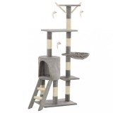 Cumpara ieftin Ansamblu pisici cu stalpi din funie de sisal, 138 cm, gri