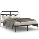 Cumpara ieftin Cadru de pat metalic cu tablie, negru, 140x200 cm