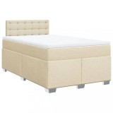 Cumpara ieftin Pat box spring cu saltea, crem, 120x200 cm, textil