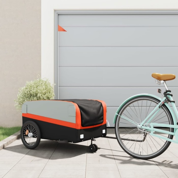 vidaXL Remorcă pentru biciclete, negru și portocaliu, 45 kg, fier 94061