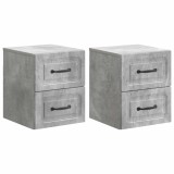 vidaXL Dulap de noapte suspendat 2 pcs Gri Beton 34,5 x 33 x 40 cm 899322