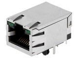Soclu RJ45 ecranat cu LED 8p8c THT