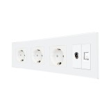 Priza Tripla Schuko + TV + Internet cu Rama Din Sticla LUXION SmartElectro IntelligentHouse