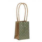 Sacosa Cadou Kraft, Verde Olive cu Buline Aurii, 6x4x8cm, Oem
