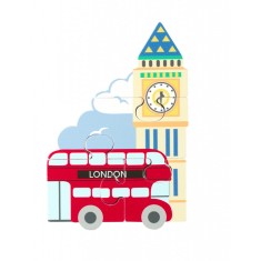 Jucarie Montessori mini puzzle din lemn autobuzul londonez, Orange Tree Toys