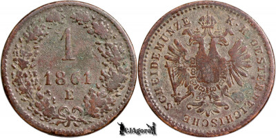 1861 E, 1 Kreuzer - Francisc Iosif I - Imperiul Austriac | KM 2186 foto