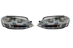 Set faruri tuning VW GOLF VII (5K), 10.2012-2017, cu LED daytime running light; H1+H7; manual; crom, transparent; TUNING; halogen,
