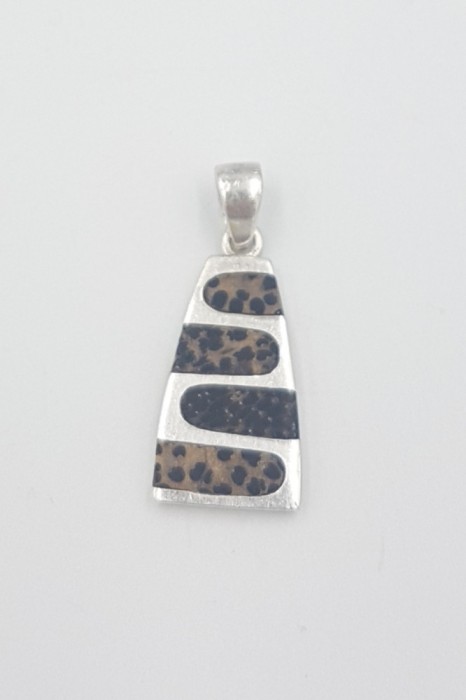Pandantiv vintage din argint si model animal print