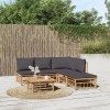 VidaXL Set mobilier de grădină cu perne gri &icirc;nchis, 6 piese, bambus 3155231