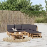 VidaXL Set mobilier de grădină cu perne gri &icirc;nchis, 6 piese, bambus 3155231