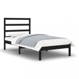 Cumpara ieftin Cadru de pat mic single, negru, 75x190 cm, lemn masiv