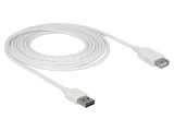Cablu USB 2.0 DELOCK, 3m, A soclu - A mufă, aurit, alb