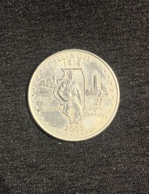 Moneda jubiliară quarter dollar 2003 Illinois foto