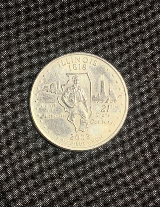 Moneda jubiliară quarter dollar 2003 Illinois