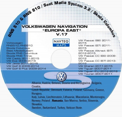 VW Dvd Harti navigatie Volkswagen RNS 510 VW Passat Golf Tiguan GPS EUROPA 2023 foto