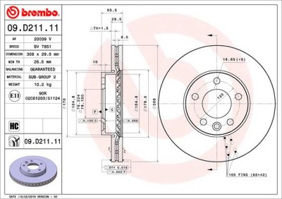 BREMBO 09.D211.11 PRIME LINE - UV Coated Disc frana foto