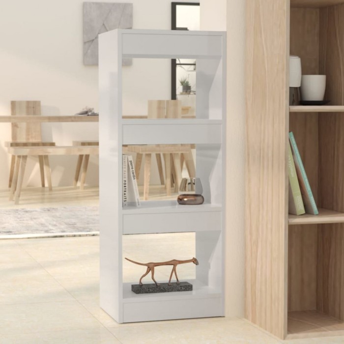 Bibliotecă/Separator cameră, alb extralucios, 40x30x103 cm, PAL