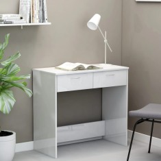 vidaXL Birou, alb extralucios, 80 x 40 x 75 cm, lemn prelucrat