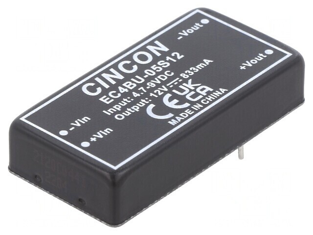 Convertor DC/DC 10W 4.7-9V la 12V 833mA THT EC4BU-05S12