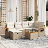 Gossi set canapele de gradina, 7 piese, cu perne, bej, poliratan