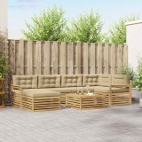 vidaXL Set de canapele de exterior cu pernă 7 pcs Alb și Bej 3390793