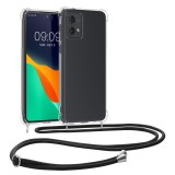 Husa Kwmobile pentru Motorola Moto G84, Transparent/Negru, Silicon, KWM000022NQ001C, Textil, Carcasa