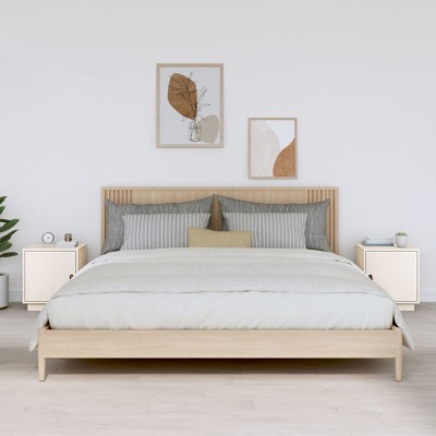vidaXL Noptiere, 2 buc., alb, 40x34x45 cm, lemn masiv de pin 818278 foto