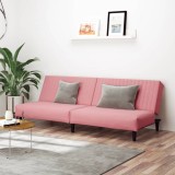 VidaXL Canapea extensibilă cu 2 locuri, roz, catifea