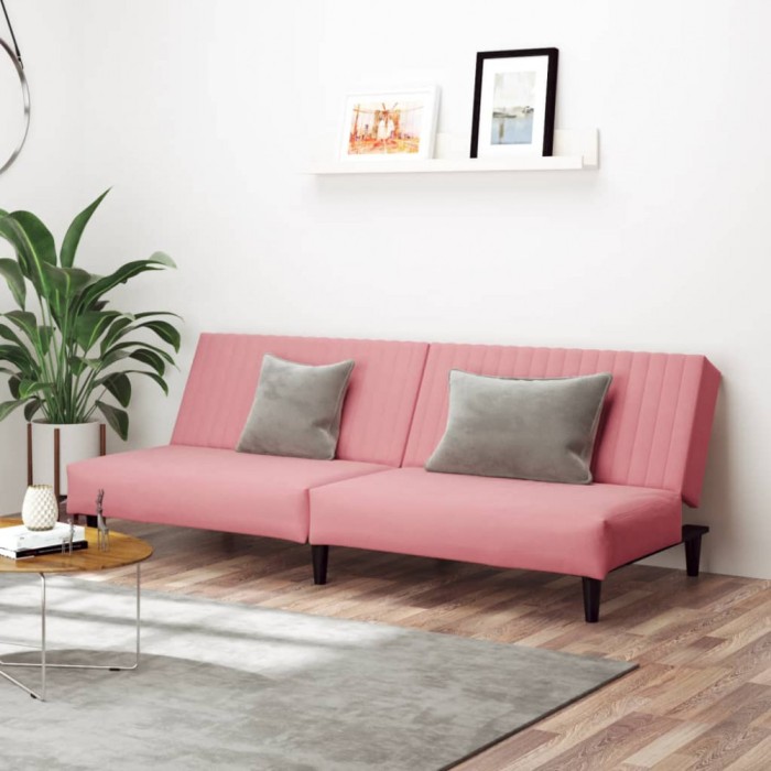 vidaXL Canapea extensibilă cu 2 locuri, roz, catifea 375930