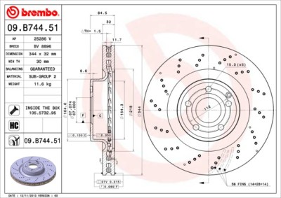 BREMBO 09.B744.51 PRIME LINE - UV Coated Disc frana foto