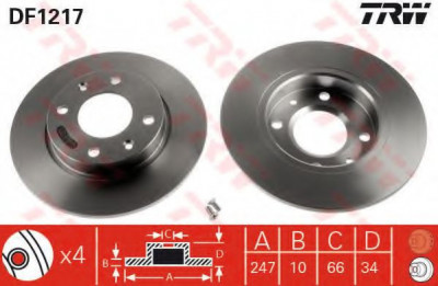 Disc frana PEUGEOT 206 SW (2E/K) (2002 - 2016) TRW DF1217 foto