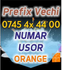 Numar Prefix Vechi Orange 0745.4x.44.00 usor aur gold numere cartela sim cartele foto