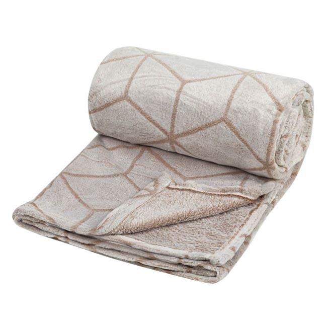 Patura Catifelata Bej Maro cu Model 200x150cm