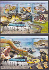 DB Sierra Leone Fauna Marina Tiraj 1000 Serpi de Apa MS + SS MNH foto