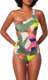 Costum baie Triumph Summer Expression OP 03 PT Verde, intreg, cu insertii, asimetric, decupaje laterale, marime L, 42D - Outlet