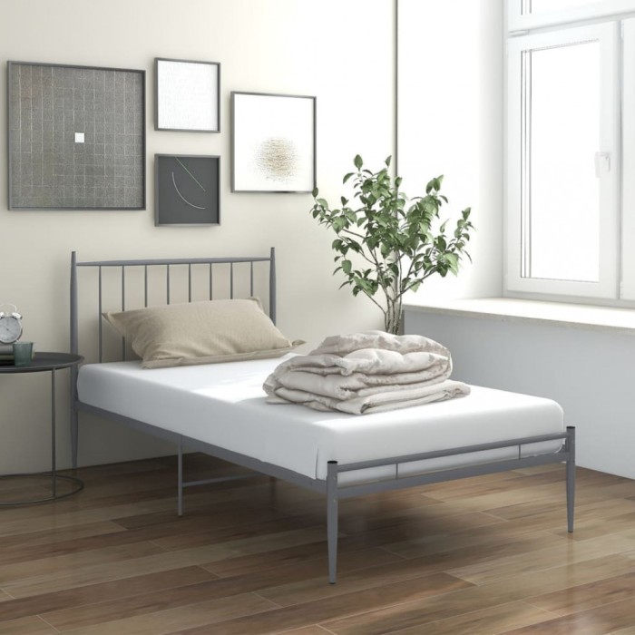 vidaXL Cadru de pat, gri, 100x200 cm, metal 325014