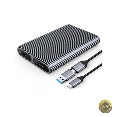 Rack Orico AM2C3-2SN Dual Disk pentru SSD SATA M.2 NVMe Gri foto