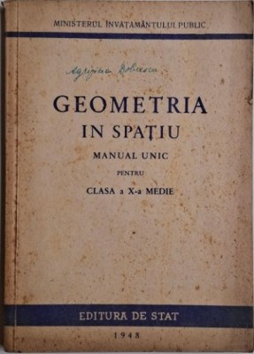 Geometria in spatiu. Manual unic pentru clasa a X-a medie (cateva insemnari) foto